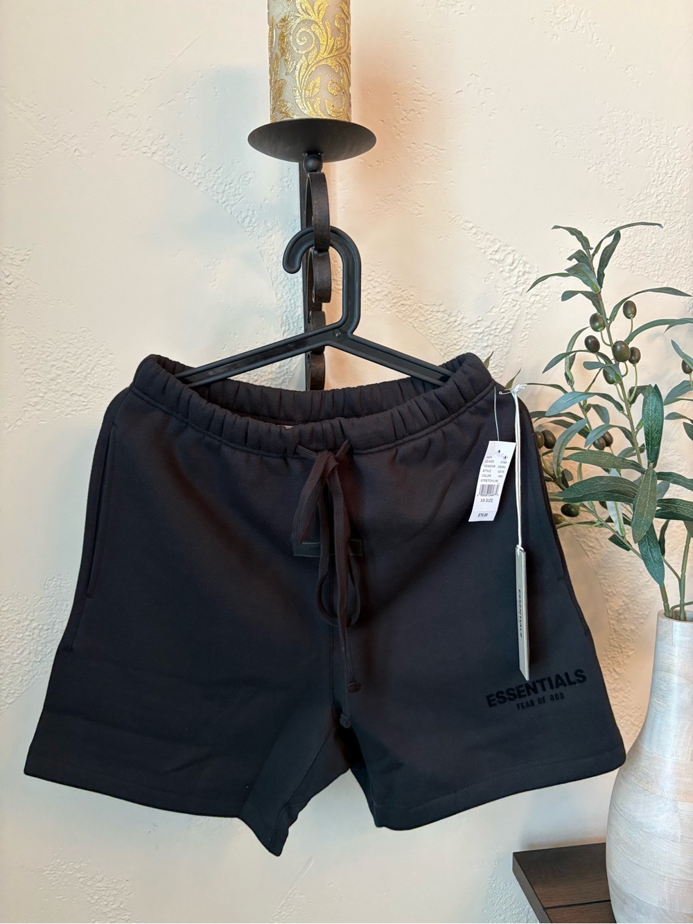 ESSENTIALS Mens Black Lounge Shorts.